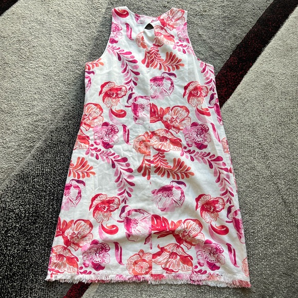 Tommy Bahama Pink Tropical Floral Print Linen Blend Shift Dress - Picture 3 of 4